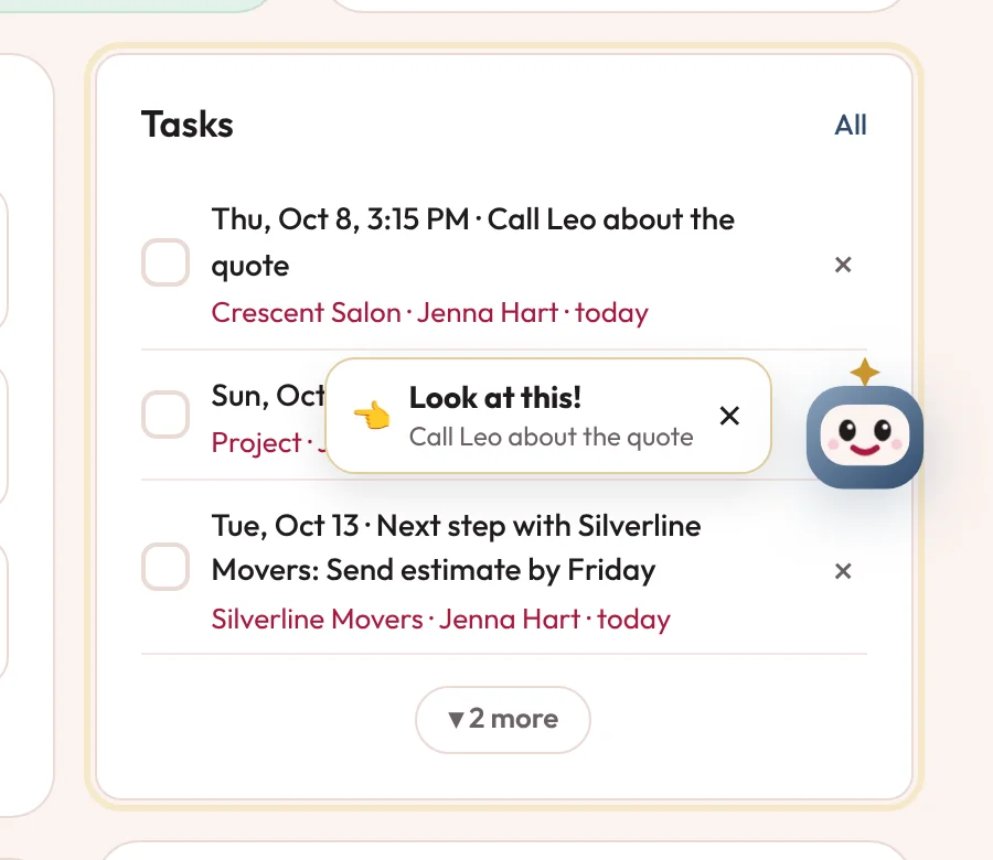 AI teammate pointing out a task