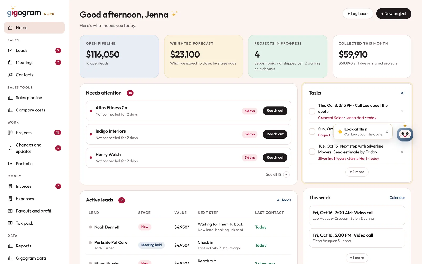 Builder OS home dashboard