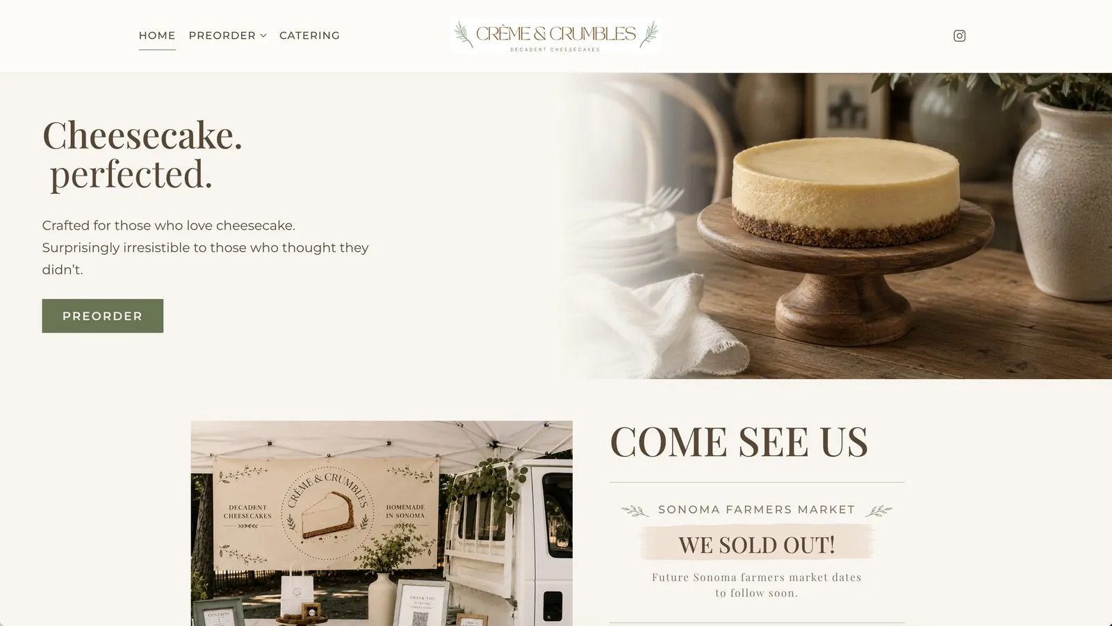 Small-batch bakery site