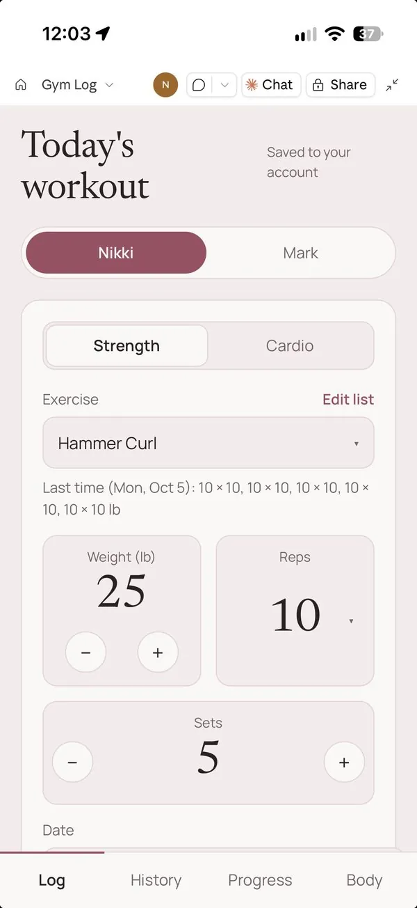 Gym log
